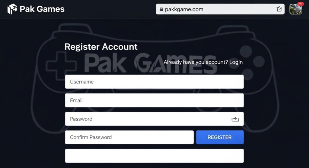 Pak Games Register Account